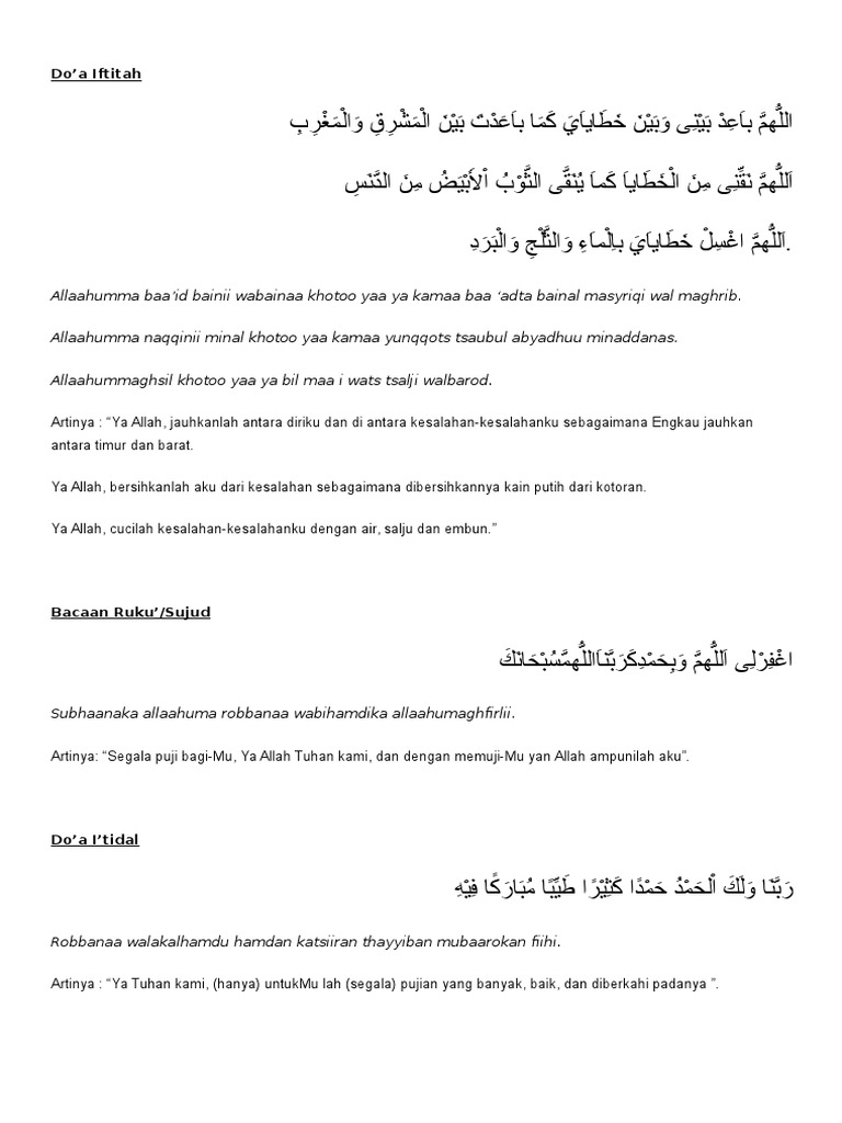 Bacaan Shalat Muhammadiyah