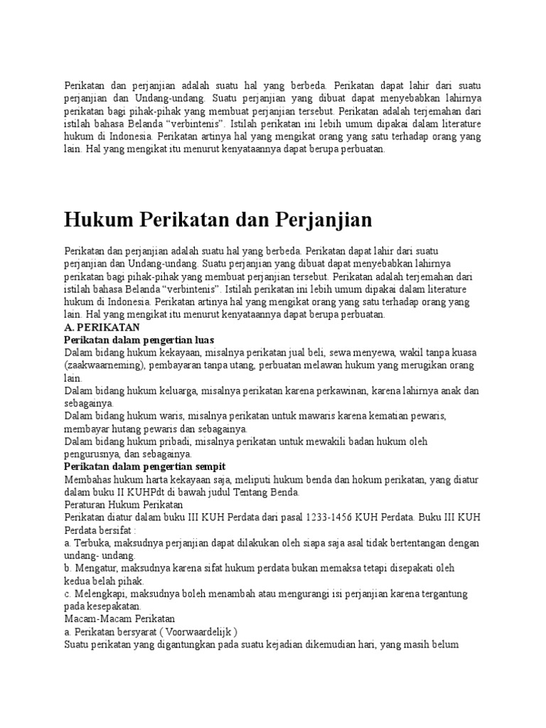 Perikatan Dan Perjanjian