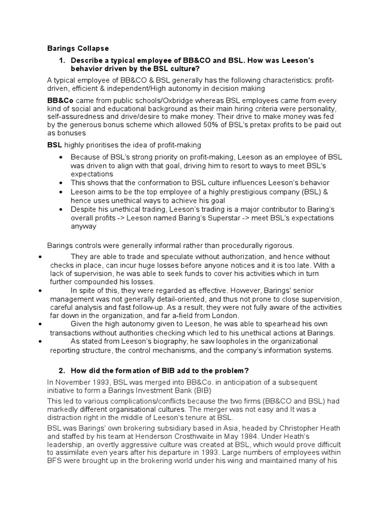Barings Collapse PDF Audit Accounting And Audit