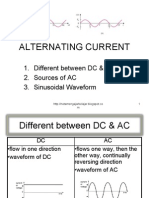 Alternating Current: 1. Different Between DC & AC 2. Sources of AC 3. Sinusoidal Waveform