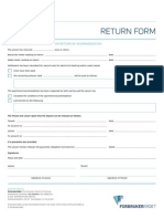 Return Form: Handover and Inventory List On Return of Accommodation