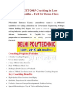  Polytechnic CET-2015 Coaching in Delhi, Janakpuri