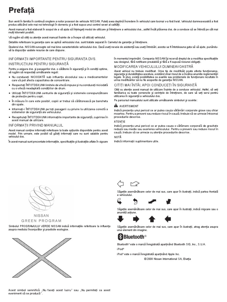 Manual de Utilizare Nissan Micra K12 - Complet | PDF