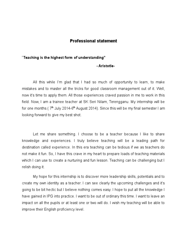 Internship Professional Statement | PDF