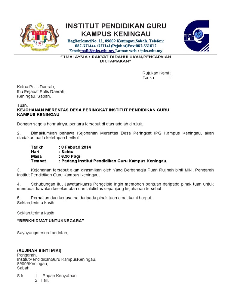 Surat Rasmi Ipg Kampus Keningau | PDF