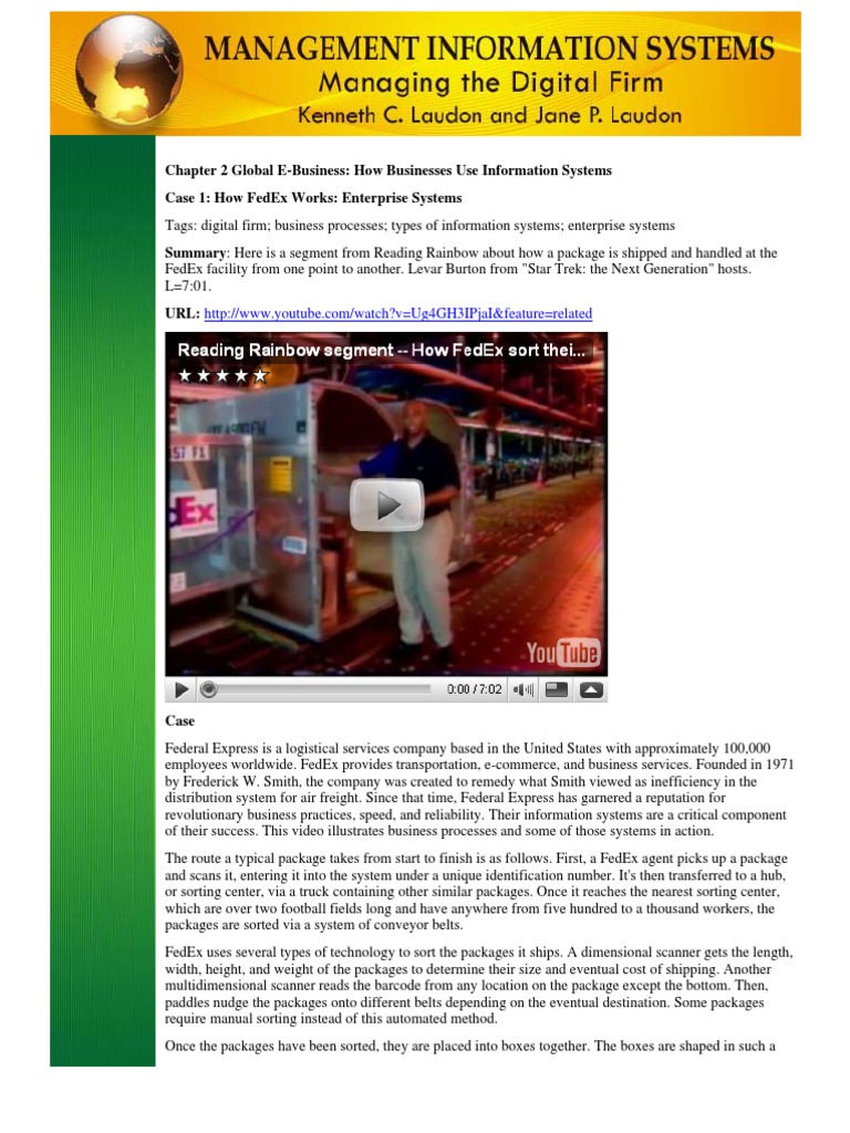 Cap.02-CASO 01-How FedEx Works Enterprise Systems | PDF | Fed Ex ...