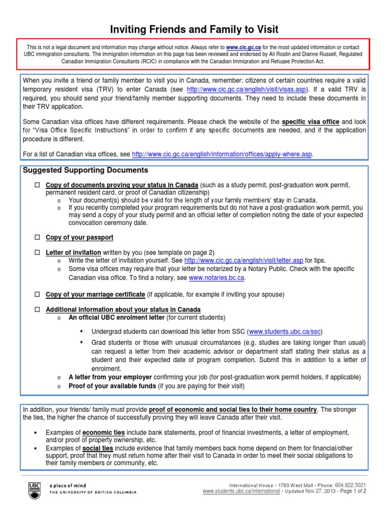 Inviting Friends And Family To Visit Travel Visa Notary Public