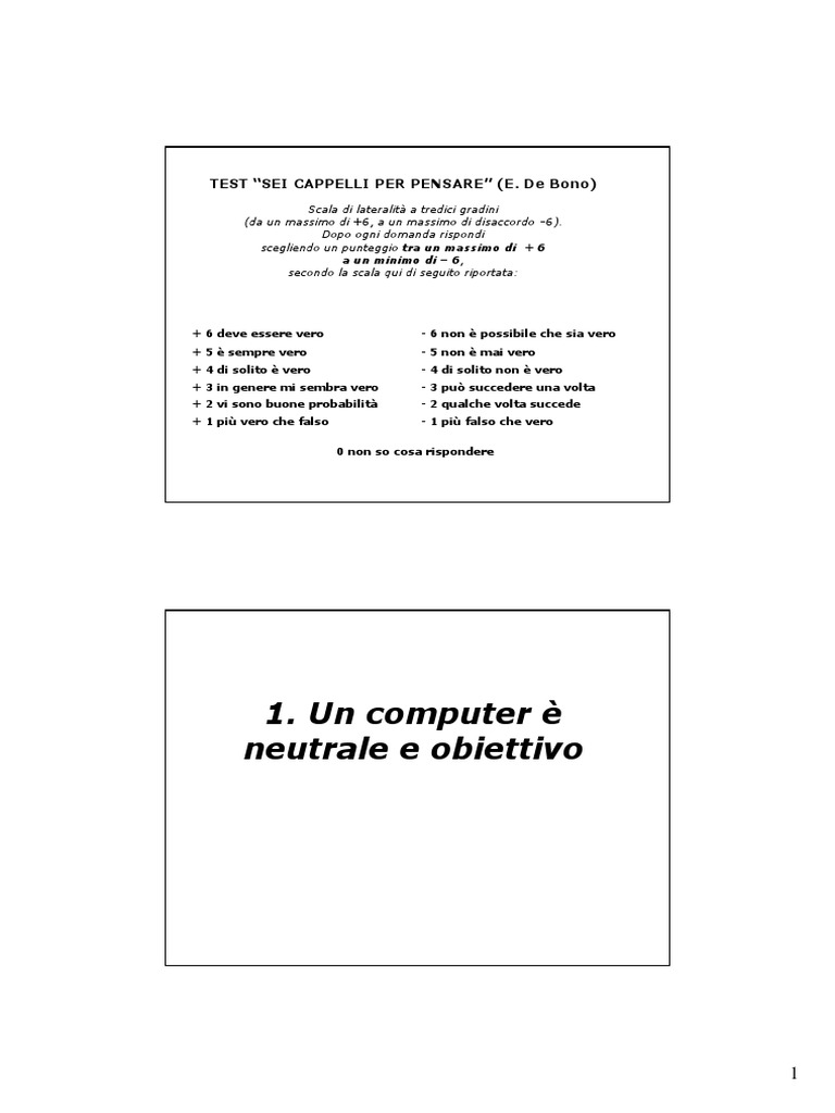 Sei Cappelli Per Pensare Esercizi Pdf