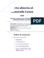 Carta Abierta Al Camarada Lenin