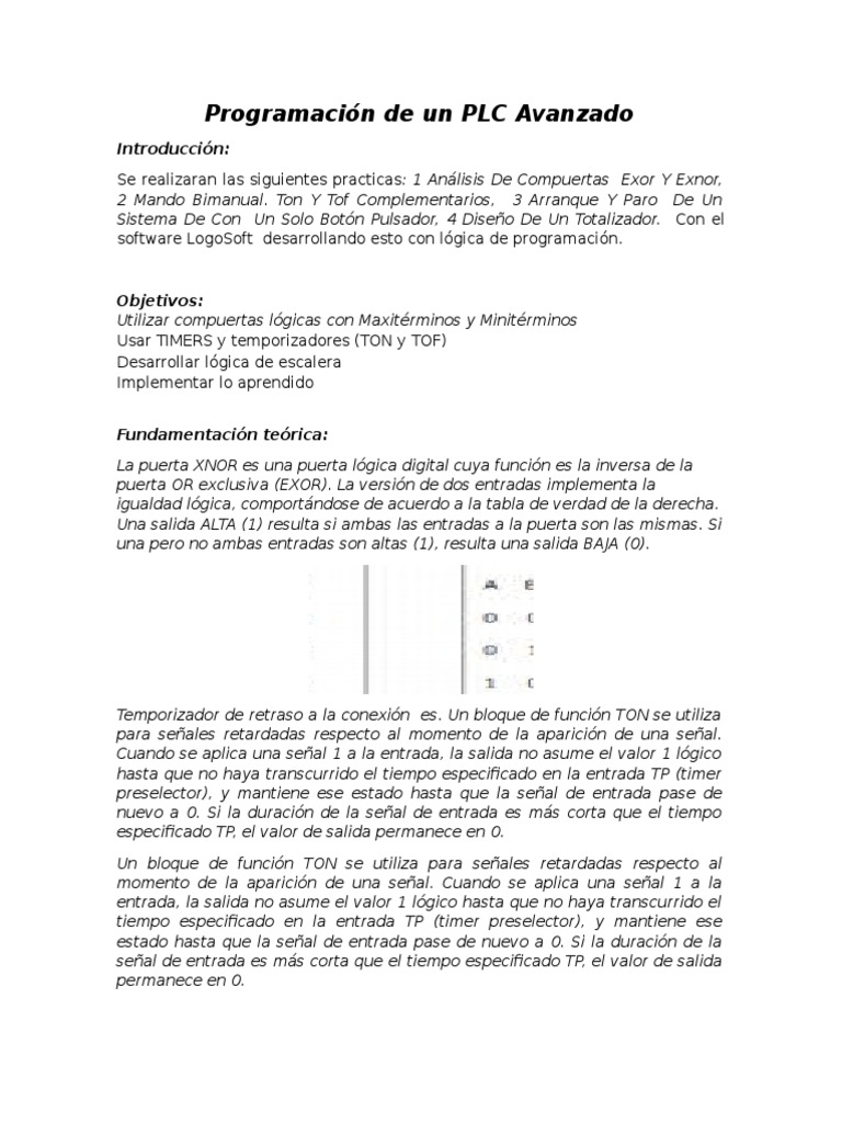 Programación Avanzada de PLC con LogoSoft | PDF | Puerta lógica ...