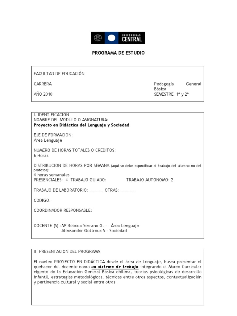 Modelo Programa de Estudio - 2010-3 | PDF | Enseñando | Maestros