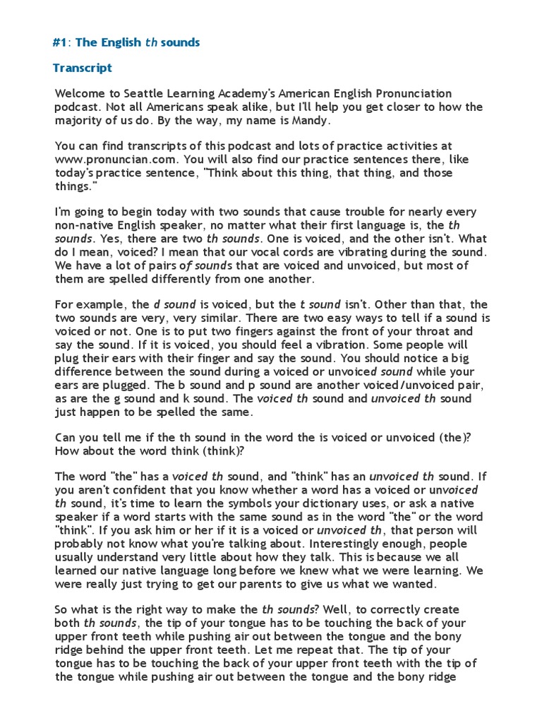 American English Pronunciation Transcripts | PDF | English Language | Vowel