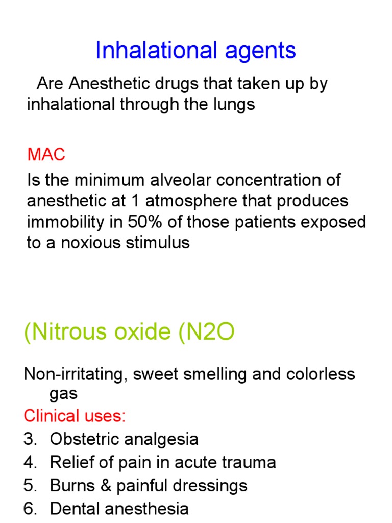 Inhalational agents Anesthesia Medical Specialties