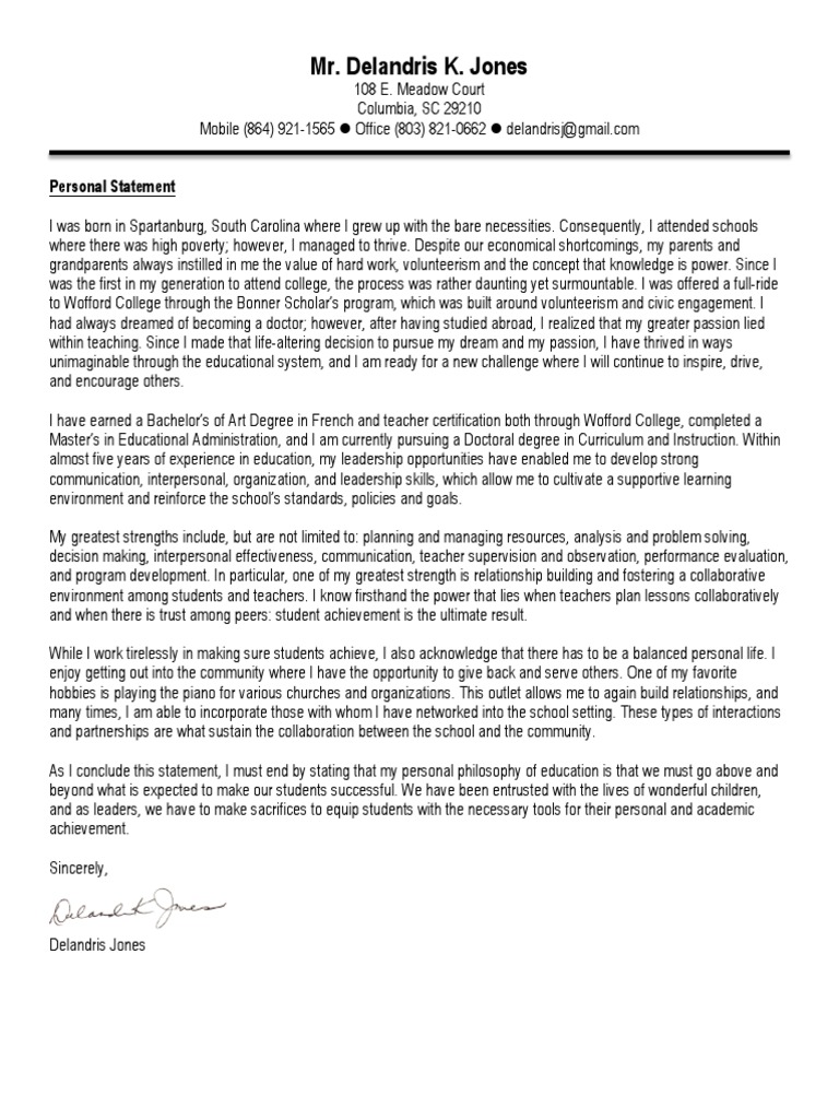 Personal statement title page image