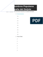 Las Costumbres Populares en La España Del Quijote