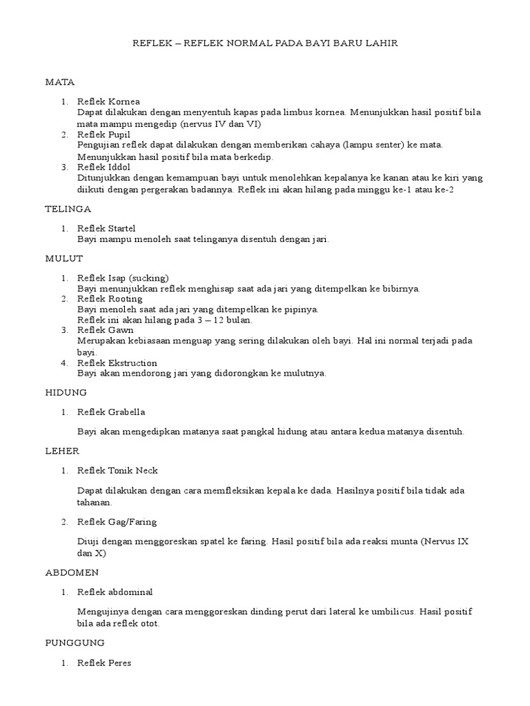 Sop Reflek Bayi Baru Lahir Pdf