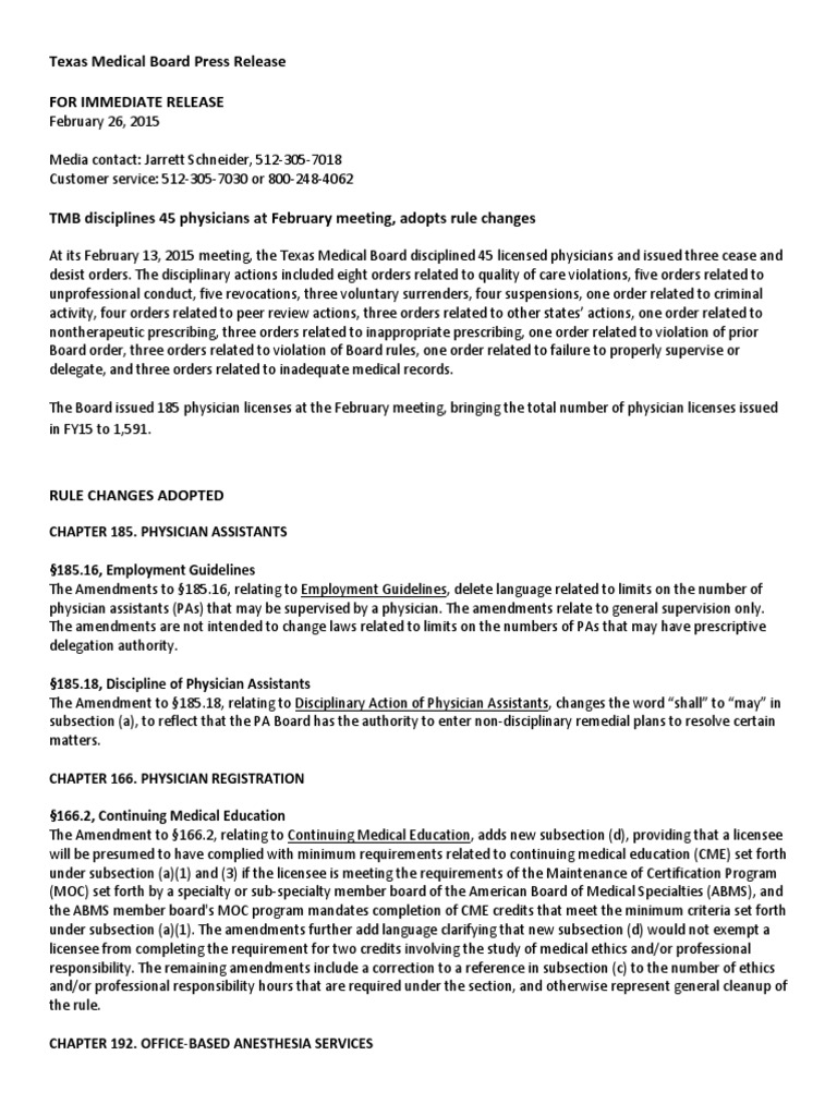 Texas Medical Board PDF Physician Medical Record