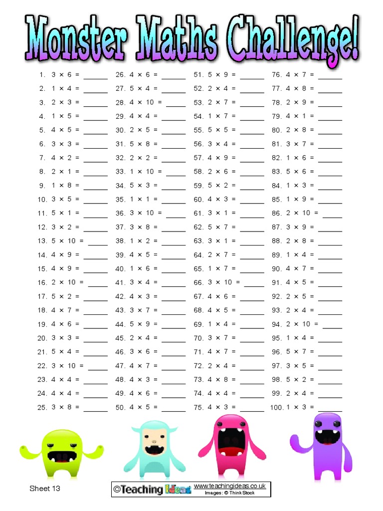Monster Maths Challenge 13 | PDF | Getty Images