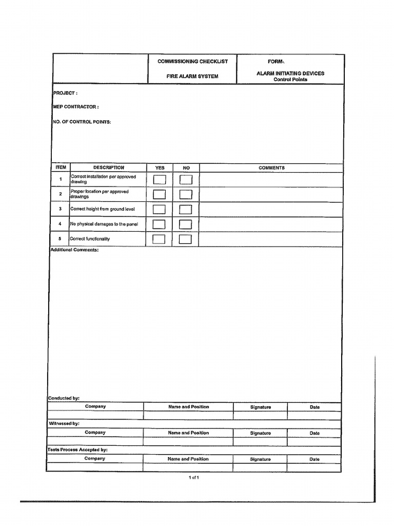 Check Lists Fire Alarm System Testing & Commissioning | PDF