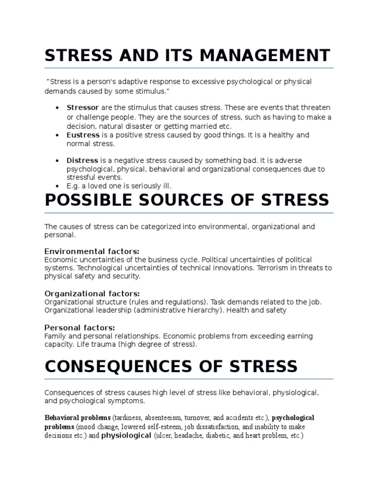 Stress and Its Management | PDF