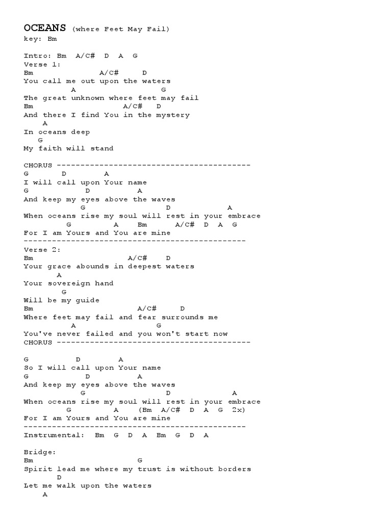 Oceans Chords | Pdf
