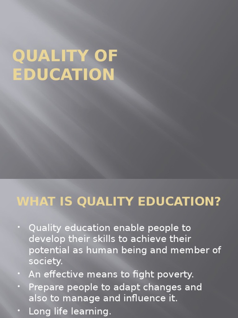 Understanding Quality Education Standards | PDF | Career & Growth ...