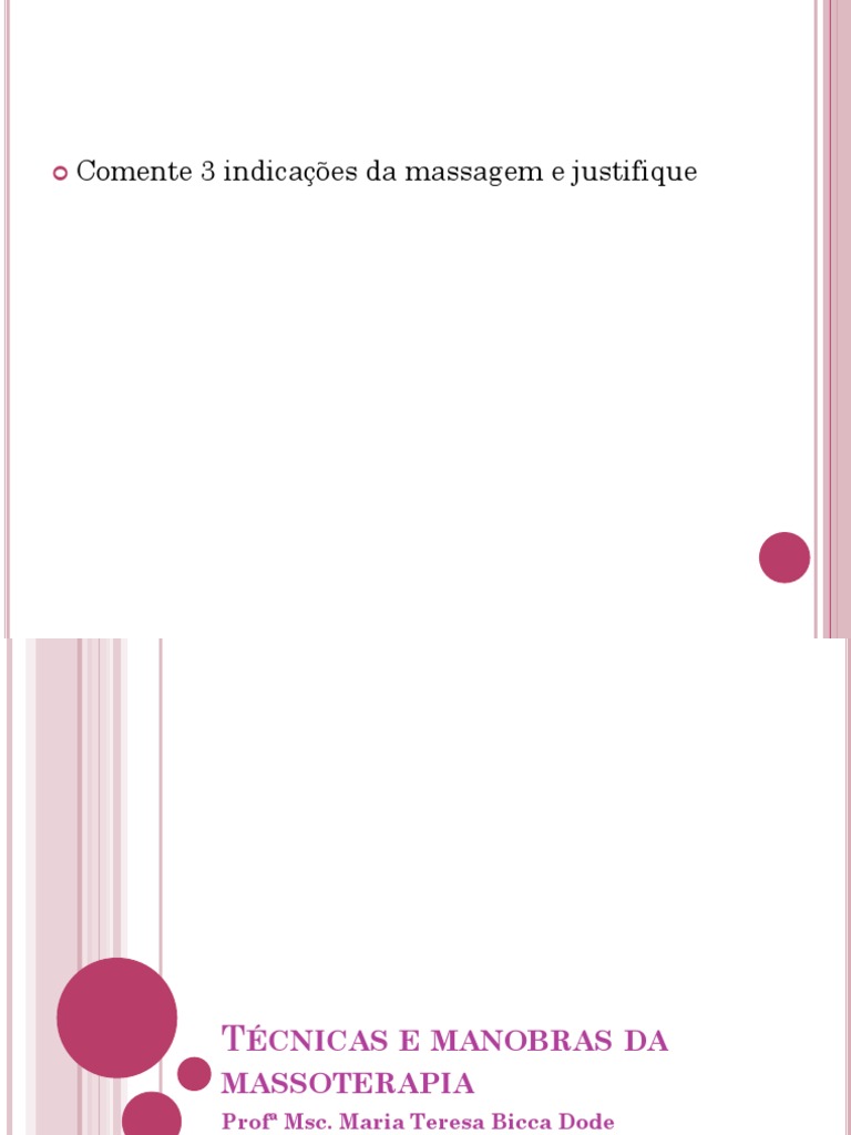 Técnicas de Massoterapia e Manobras | PDF | Músculo | Massagem