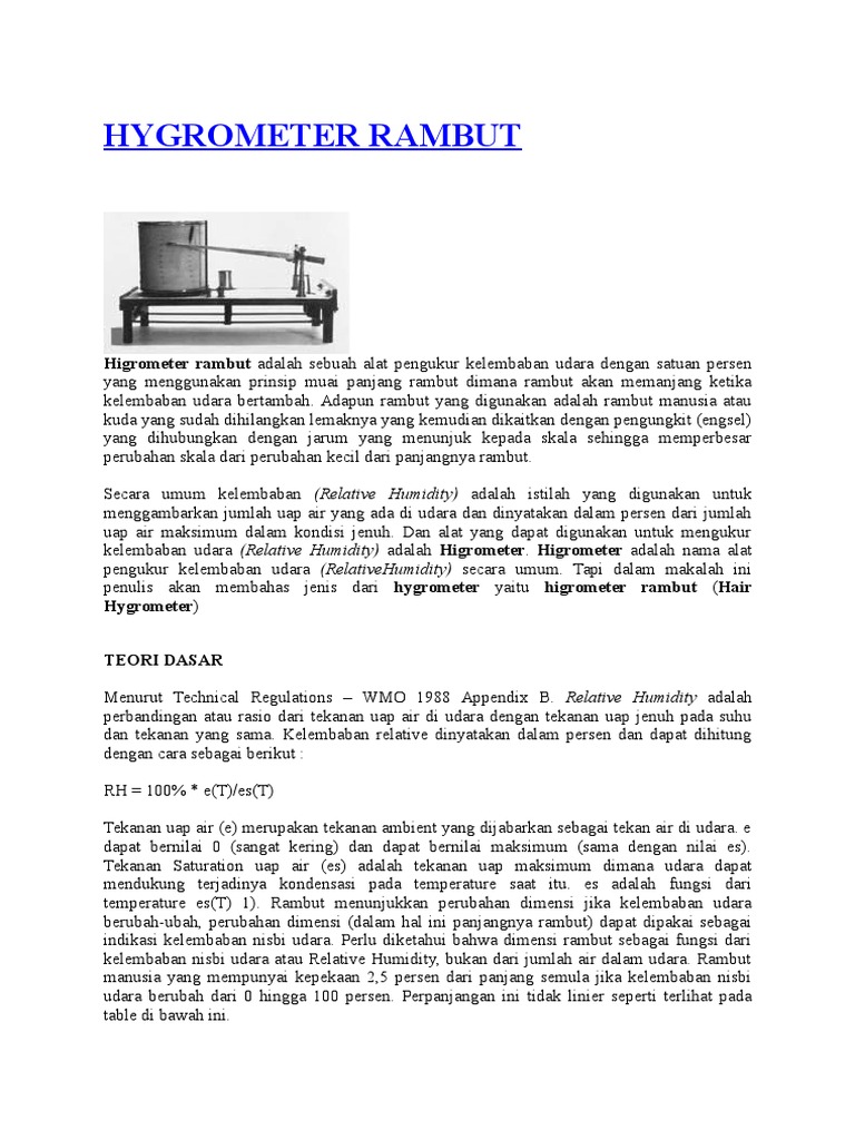 Prinsip dan Cara Kerja Higrometer Rambut | PDF