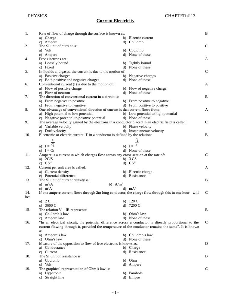 Current Electricity Concepts and Laws | PDF | Electrical Resistivity ...