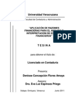 Aplicacion de Razones Financieras para El Analisis e Interpretacion de Estados Financieros