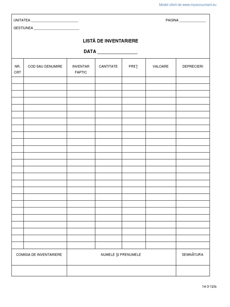 Lista De Inventariere Model 14 3 12 B Pdf