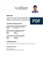 Resume OF Md. Anisor Rahman: Objective