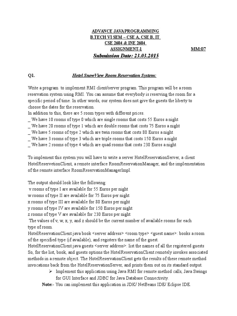 Submission Date: 23.03.2015: Advance Java Programming B.Tech Vi Sem ...