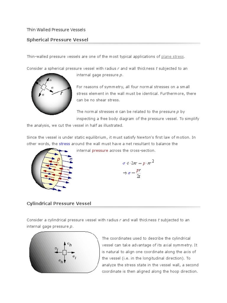 Thin-Walled Pressure Vessel Analysis | PDF | Stress (Mechanics ...