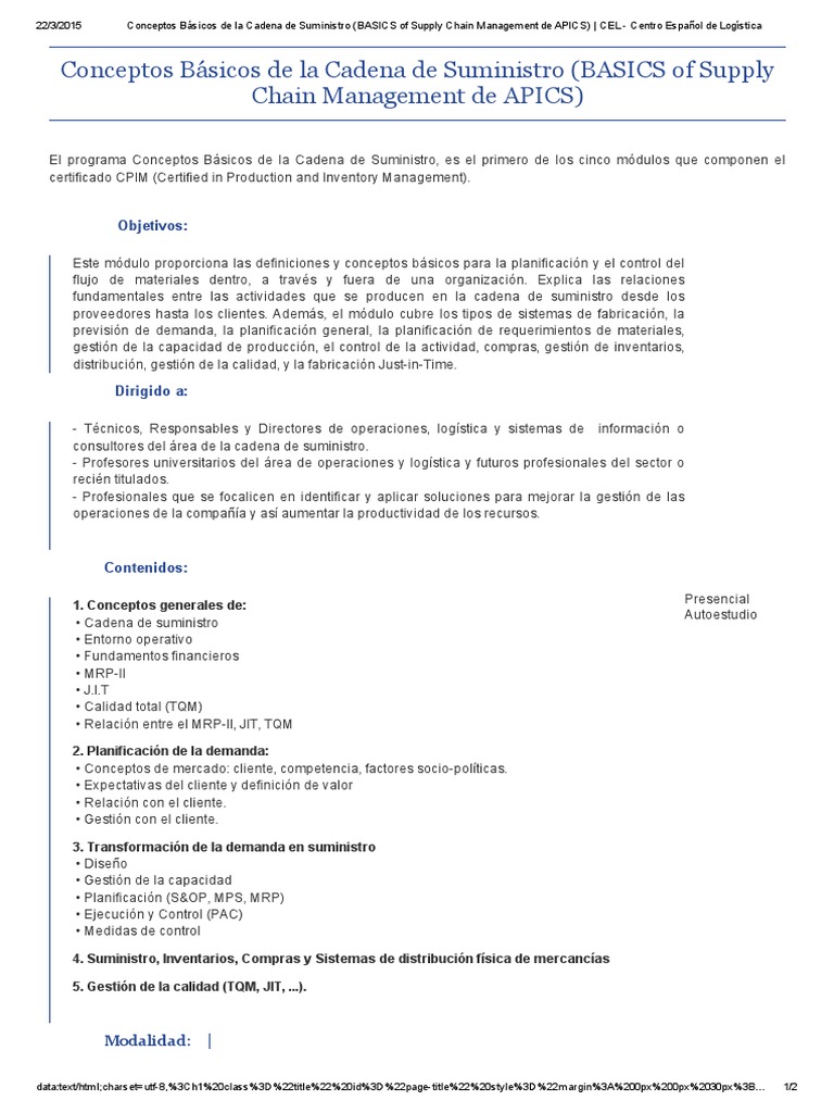 Conceptos Básicos de La Cadena de Suministro (BASICS of Supply Chain ...