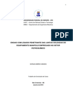 Ensaio Com Líquido Penetrante Das Juntas Soldadas Do Equipamento Manifold Empregado No Setor Petroquímico