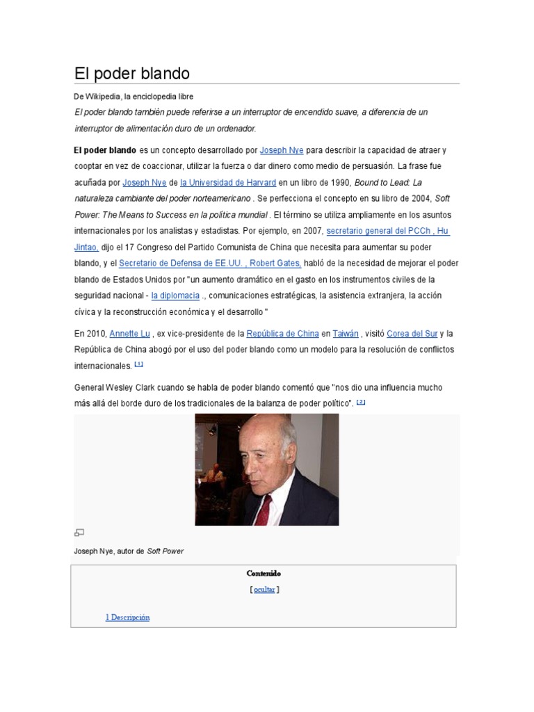 Definición de poder blando según Nye | PDF | Poder suave | China