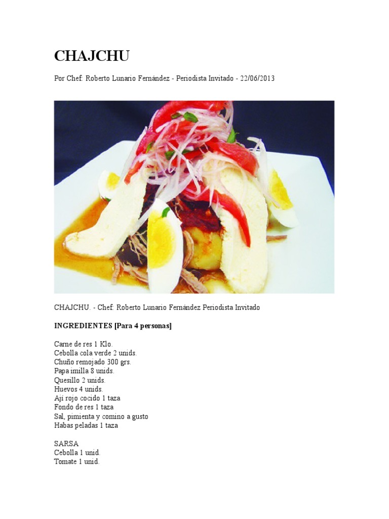 Receta del Chajchu Potosino | PDF | Caldo | Salsa
