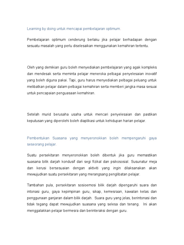 Learning By Doing Untuk Mencapai Pembelajaran Optimum Pdf