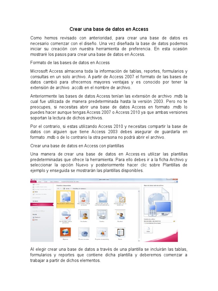 Crear bases de datos en Access paso a paso | PDF | Bases de datos ...