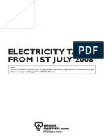 Electricity Tariff From 1St July 2008
