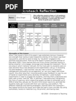 Microteach Critical Reflection