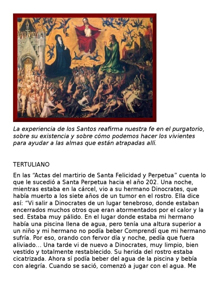 La Experiencia de Los Santos Reafirma Nuestra Fe en El Purgatorio | PDF ...