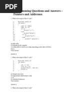 C Programming Questions and Answers - Pointers and Addresses