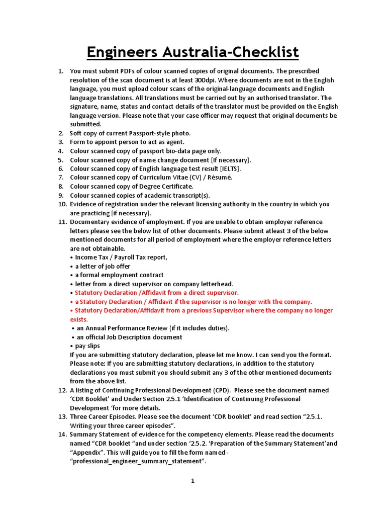 Updated Checklist Engineers Australia Pdf Government Labour