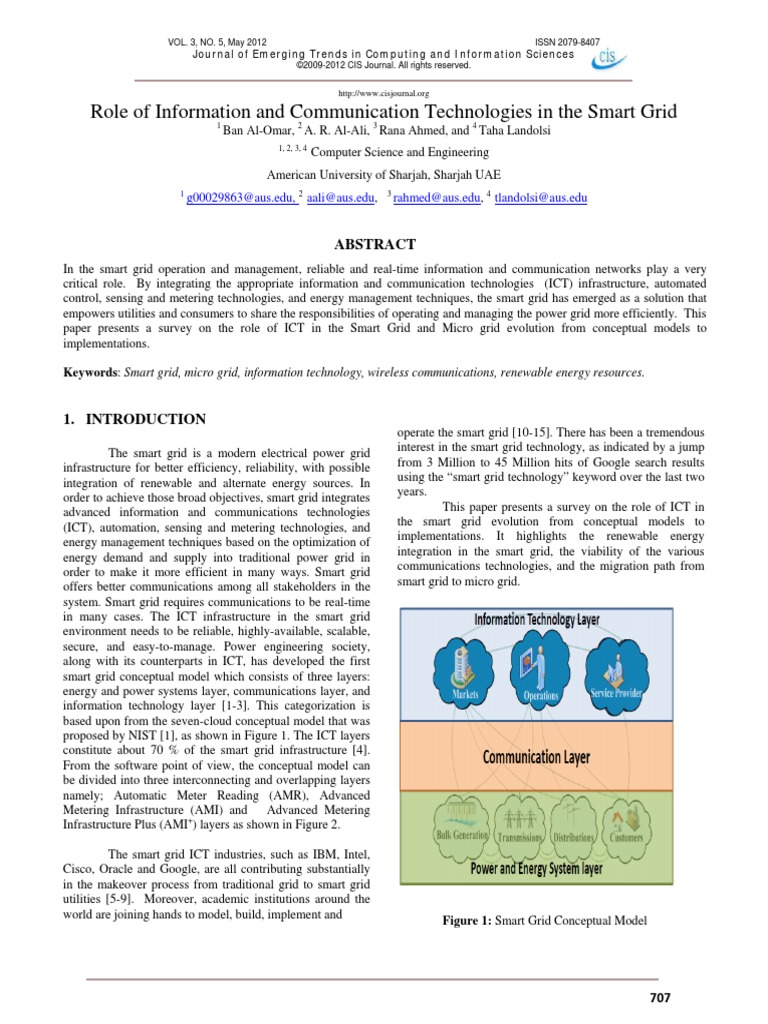 Role of Information and Communication Technologies in The Smart Grid ...