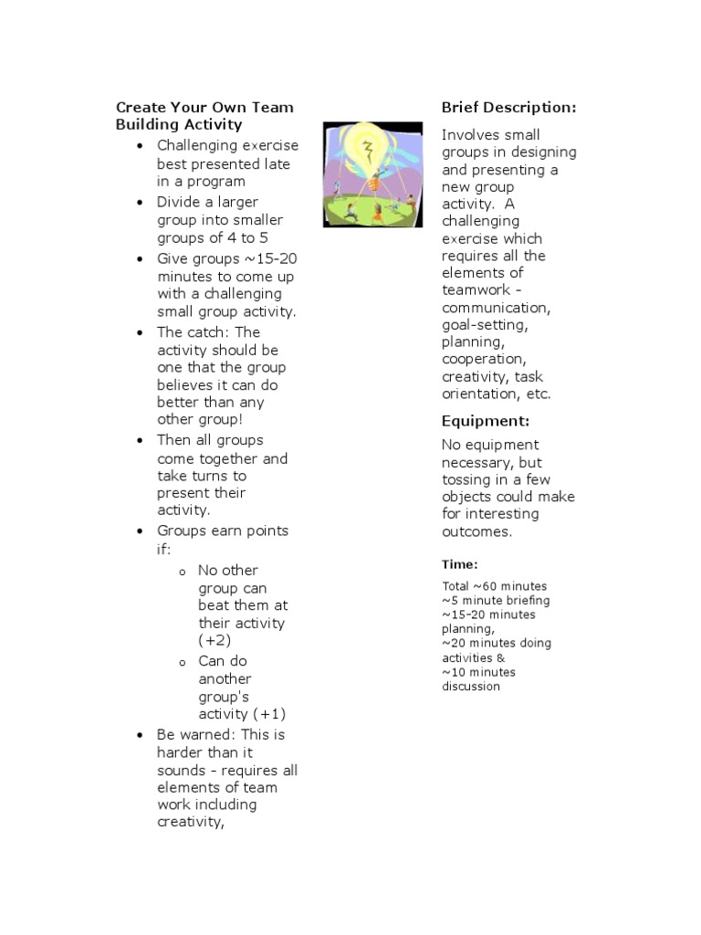Create Your Own Team Building Activity | PDF | Career & Growth | Business