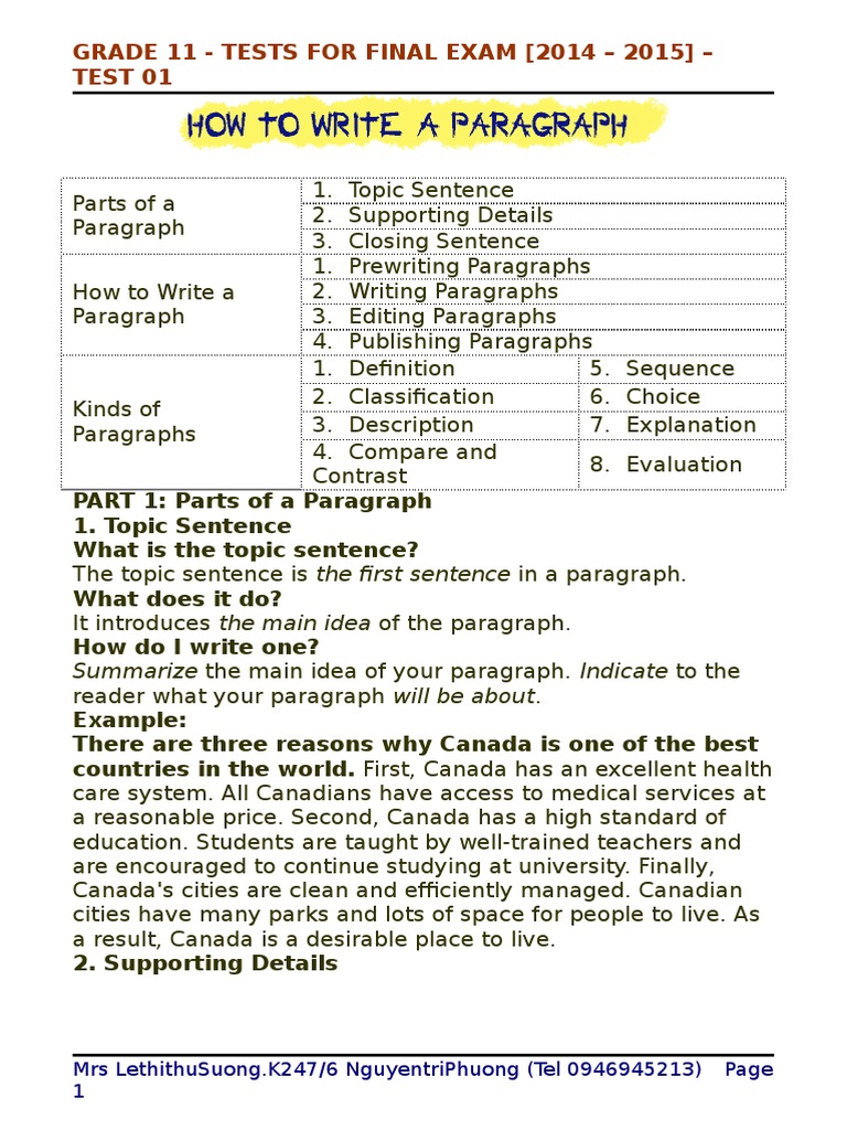 On Thi THPTQG Writing | PDF | Test (Assessment) | Paragraph