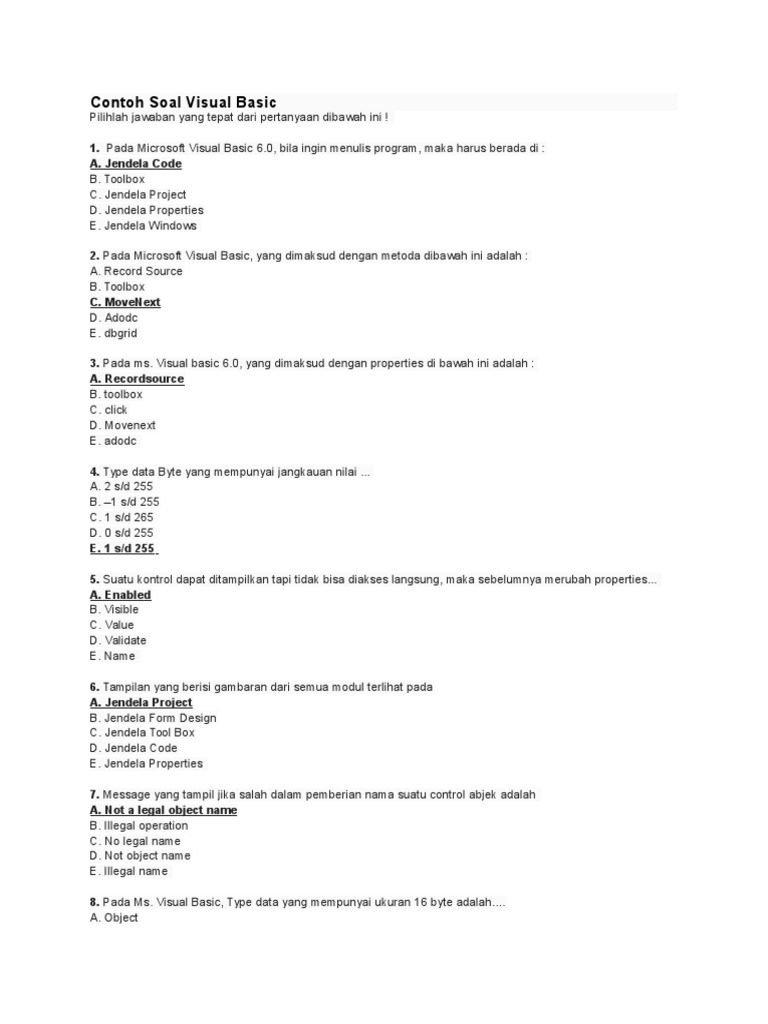 Contoh Soal Visual Basic | PDF