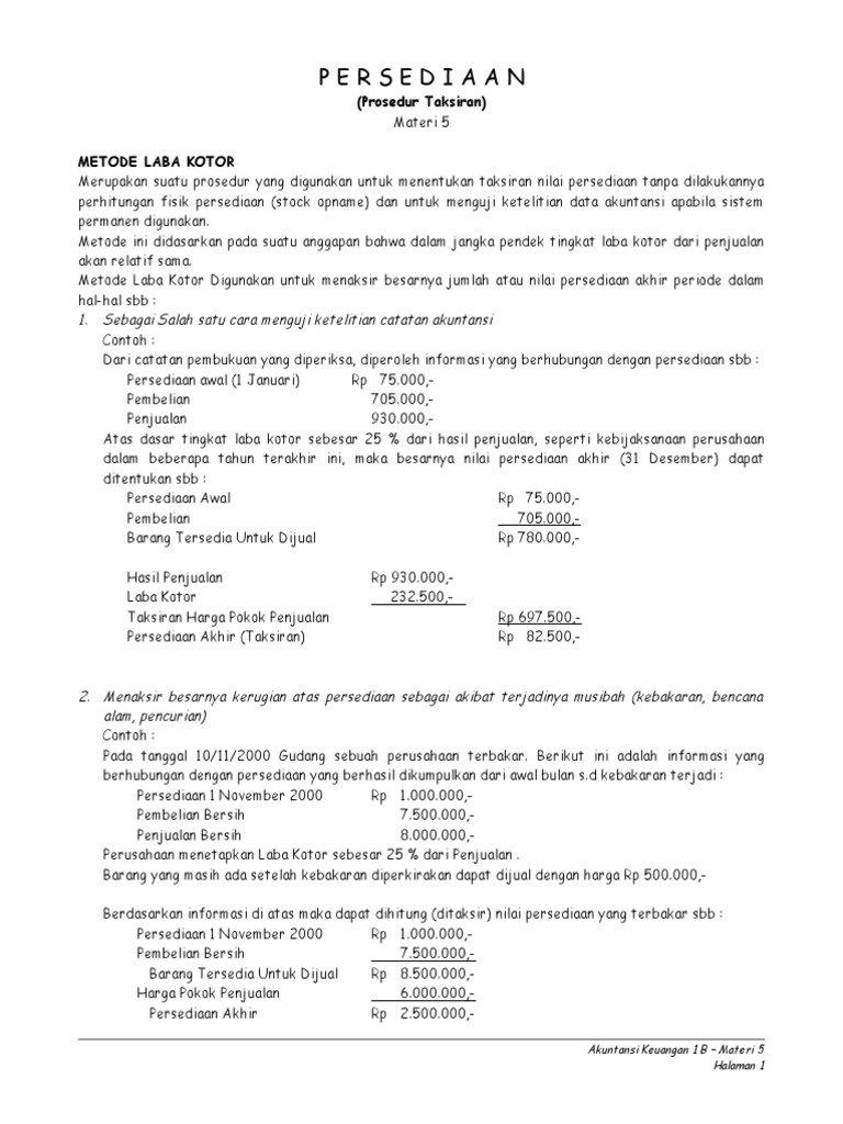 Persediaan Taksiran Materi 5